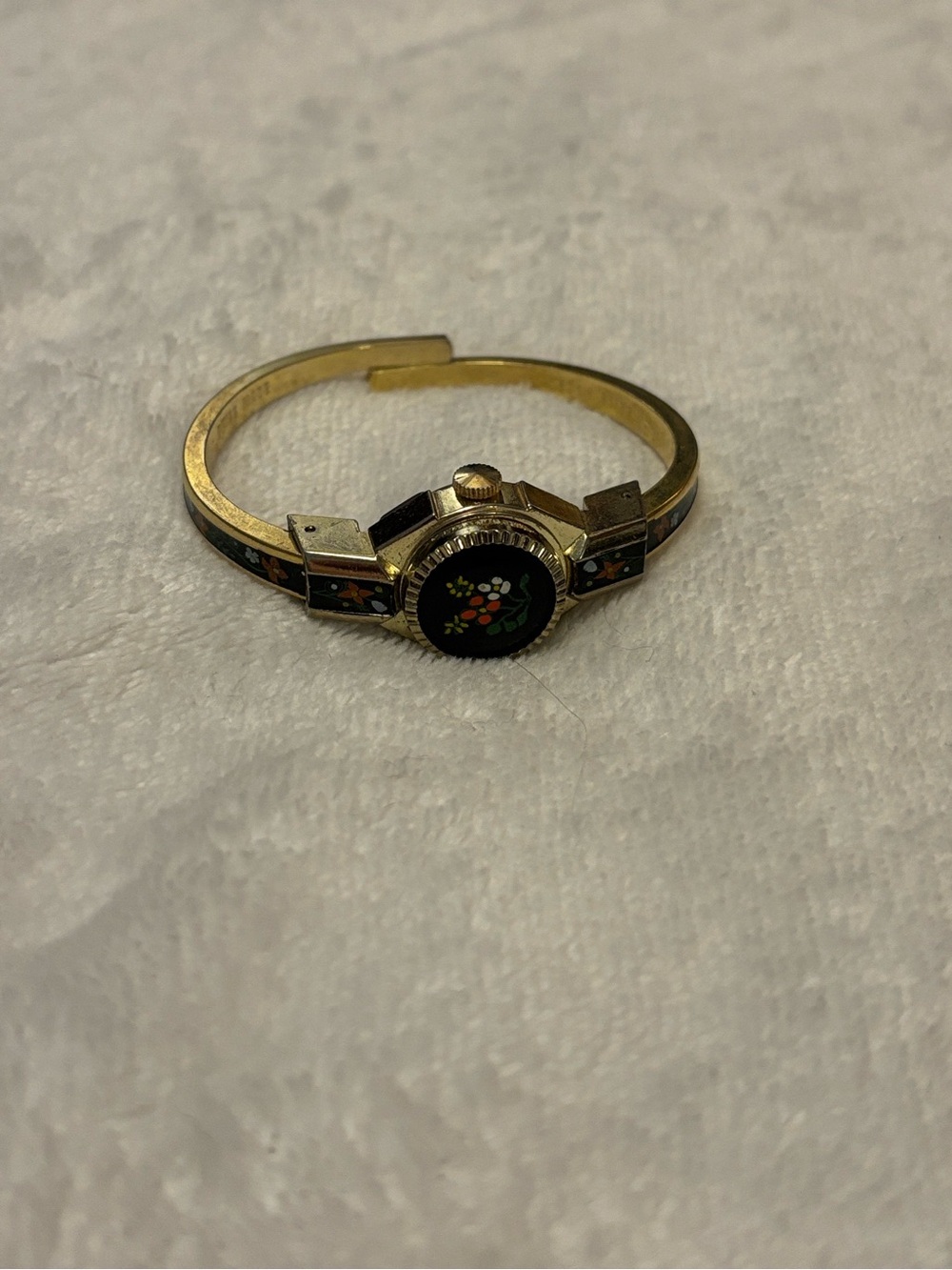 vintage ANDRE MOUCHE floral peekaboo watch bangle bracelet